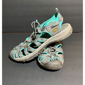 KEEN Women's Whisper Sandals Gray Teal Waterproof Hiking Outdoor Shoes Size 9.5